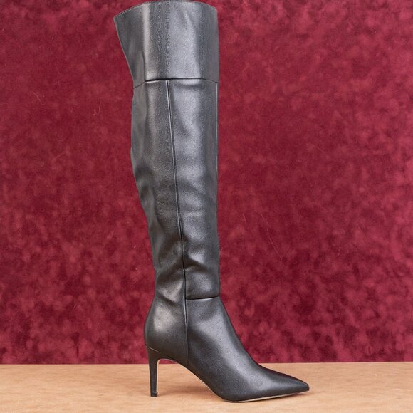 Nine West Women Gennes Black Vegan Leather Fashion Party Pointy OTK Boots sz 9.5 - Picture 4 of 11